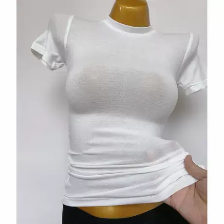 纯欲风显身材紧身弹力显胸大上衣女侧开叉收腰显瘦亮色短袖T恤薄图片