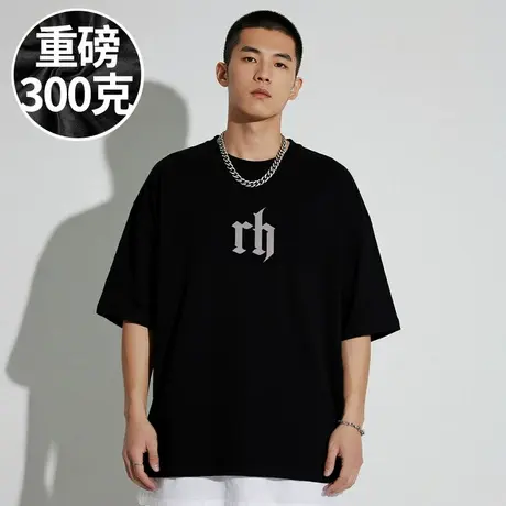 【100%棉】300斤大码男装美式字母潮牌胖子加肥加大码半袖短袖T恤图片