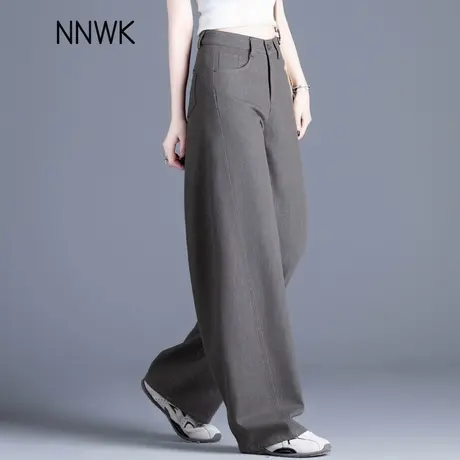 咖灰色牛仔裤女2025新款春秋季高腰裤子弯刀裤宽松香蕉镰刀小个子商品大图