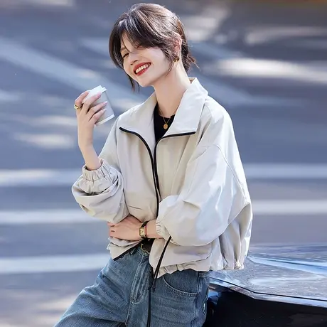 时尚气质休闲短夹克外套女士2025年春季新品百搭减龄通勤外套图片