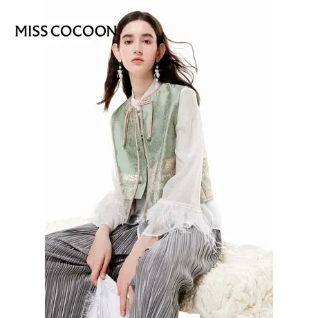 cocoon可可尼夏季新款新中式国风高级提花秋冬上衣 马甲背心马夹图片