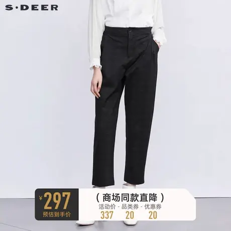sdeer圣迪奥冬装女装松紧拼接插袋压褶西装长裤S22480801图片
