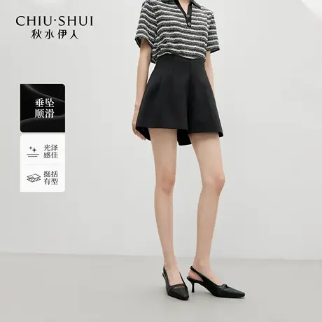 秋水伊人休闲短裤女 2025夏季新款时尚百搭高腰阔腿气质通勤裤子商品大图