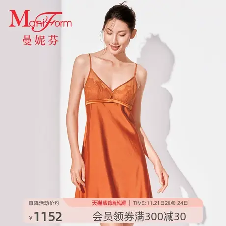 曼妮芬桑蚕丝吊带性感真丝睡裙女士舒适吊裙家居服起居服20310782图片