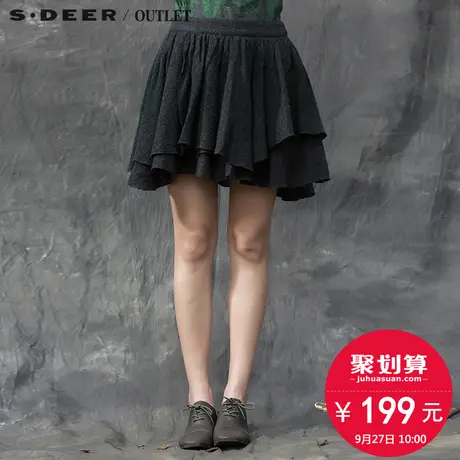 s.deer【聚】圣迪奥女装轻柔多层素色短裙S15481384商品大图