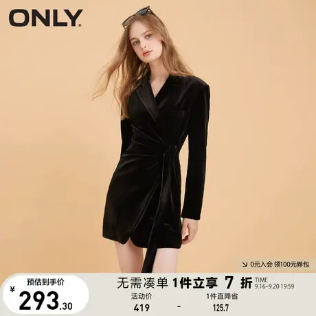 【买4免1】ONLY奥莱夏季甜美纯色收腰长袖短款西服连衣裙女图片