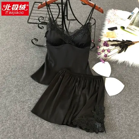 睡衣女夏两件套装吊带短裤冰丝睡衣薄款家居服丝绸性感睡衣女夏天商品大图