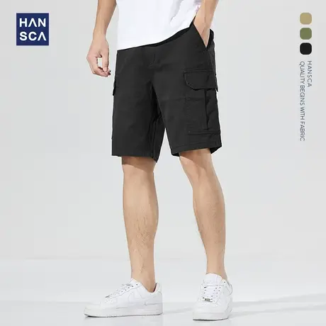 汉斯卡2021夏季新款休闲短裤男士潮流宽松韩版运动工装五分裤百搭商品大图