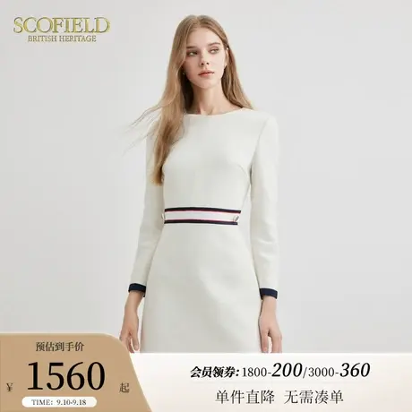 【小香风】Scofield女装优雅气质收腰长袖连衣裙2023秋冬新款商品大图