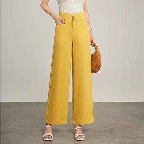 2025夏季新款高腰阔腿裤女宽松垂感休闲直筒裤轻薄舒适显瘦长裤子商品大图