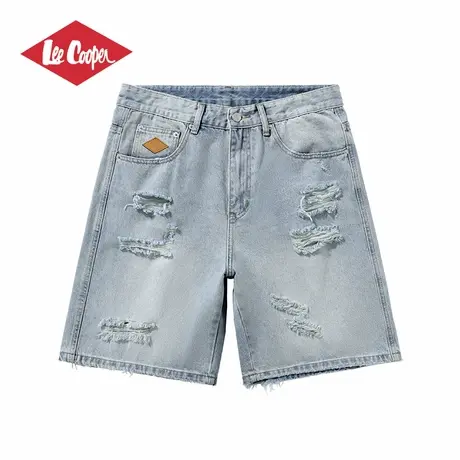 Lee Cooper/李库珀 破洞牛仔短裤男夏季薄款透气复古宽松休闲中裤图片