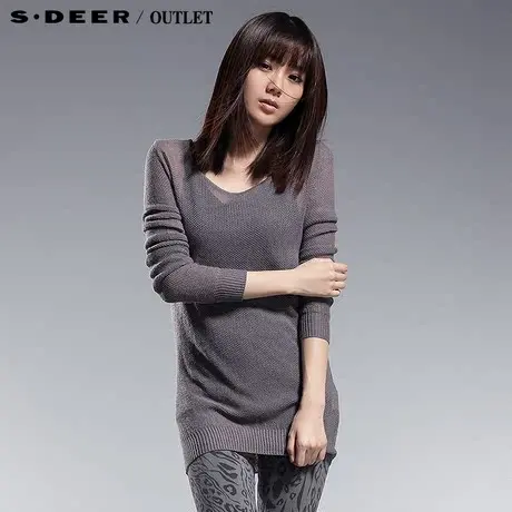 圣迪奥sdeer2013新品女冬装简约百搭针织羊毛毛衣打底衫2483502图片