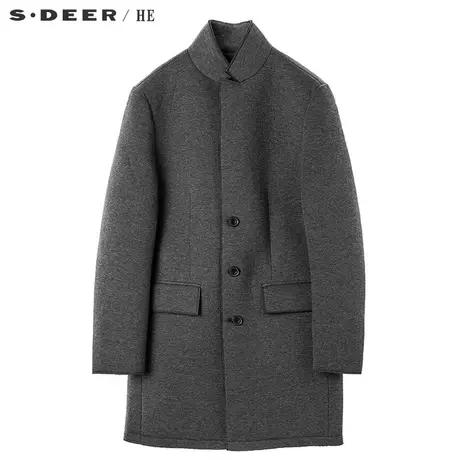 sdeerhe圣迪奥简约休闲风格流畅剪裁插袋装饰立领长外套H16171762图片