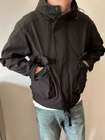 大依无忧春秋新款日系休闲潮胖子加肥加大码男款短款连帽夹克外套图片