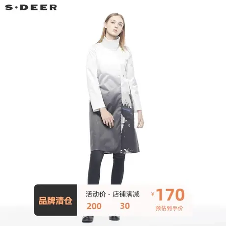 sdeer圣迪奥女装外套时尚休闲高领水墨晕染直筒秋季风衣S19381844图片