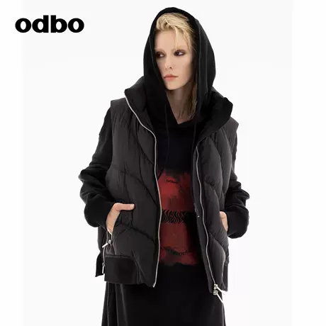 odbo/欧迪比欧复古风街头马夹2024秋冬新款拉链马甲立领羽绒外套商品大图