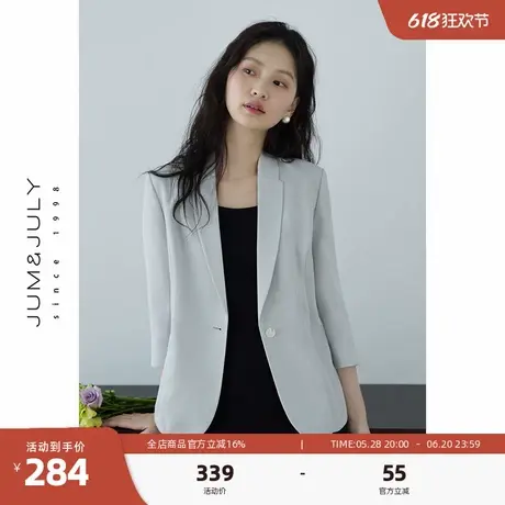 嘉茱莉九分袖西装外套女2025夏季新款小个子薄款休闲通勤西服上衣商品大图