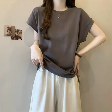 chic复古港味飞飞袖T恤女夏装2025新款宽松抽绳短袖上衣打底衫潮图片