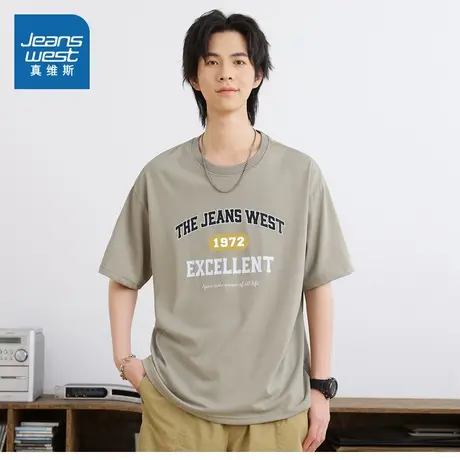 E8真维斯男女同款2025夏季新款日系休闲时尚宽松短袖T恤上衣图片