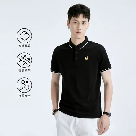 冰丝珠地棉夏季bee男装保罗衫polo衫男短袖T恤小蜜蜂刺绣潮牌体恤图片