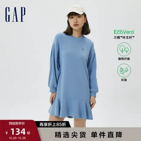 Gap女装秋季新款空气三明治LOGO弹力连衣裙591251休闲鱼尾裙商品大图