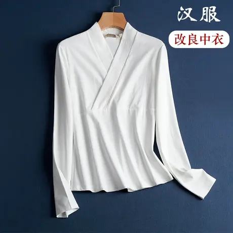 中式汉服改良中衣内搭上衣套头交领打底衫图片