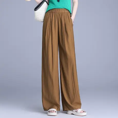 松紧腰山本裤阔腿裤女2025夏季新款宽松显瘦垂感休闲直筒裤长裤子商品大图