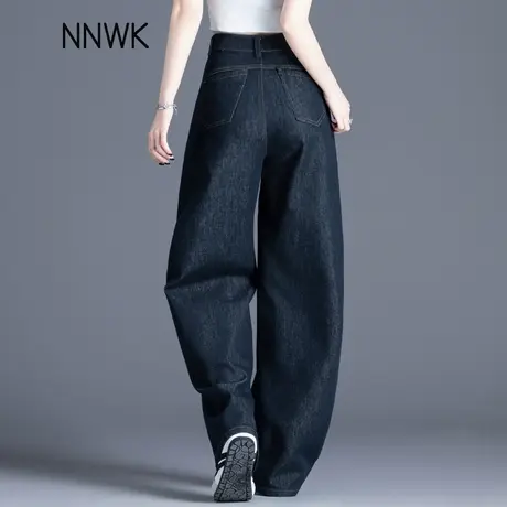 原色裤子美式镰刀牛仔裤女2025新款春季弧形香蕉裤宽松弯刀哈伦裤图片