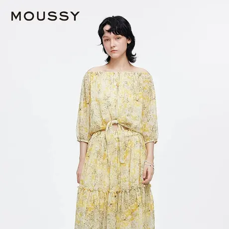 MOUSSY 2025夏季新品南法度假风晕染碎花一字领衬衫028ISA30-4151图片