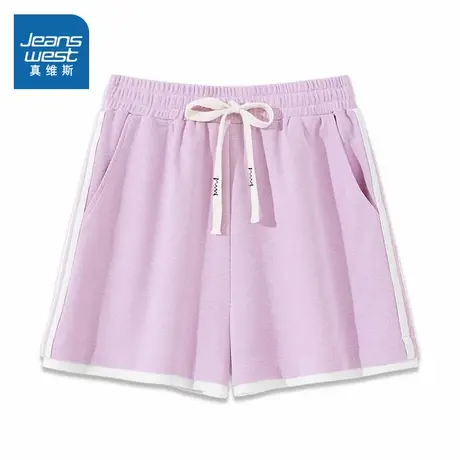 KNV真维斯运动短裤女2025新款爆款夏季华夫格撞色宽松透气休闲裤商品大图