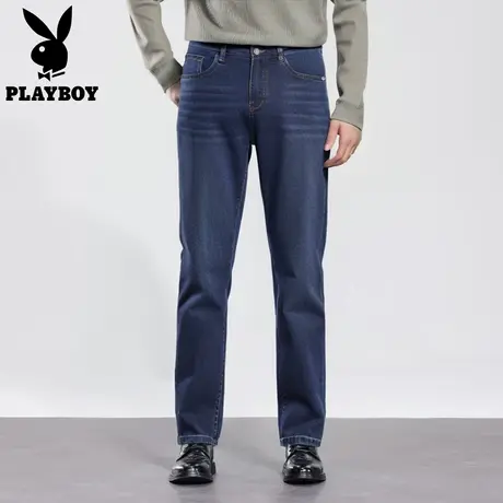 【精梳棉】花花公子新款蓝色牛仔裤男款官方旗舰店正品直筒休闲裤图片