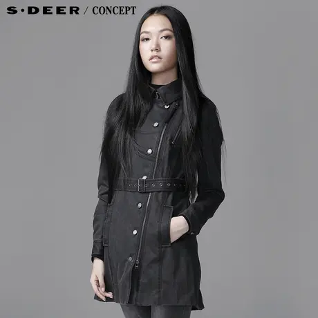 sdeer圣迪奥2014春装新款女装冷硬质感多穿长外套3381836图片