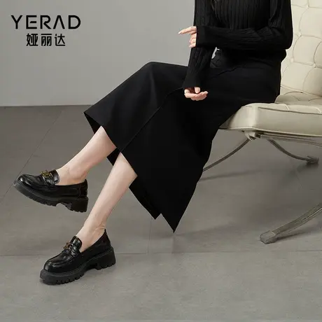 娅丽达设计感直筒半身裙女2025春季新款裙子干练开叉包臀裙长裙子商品大图