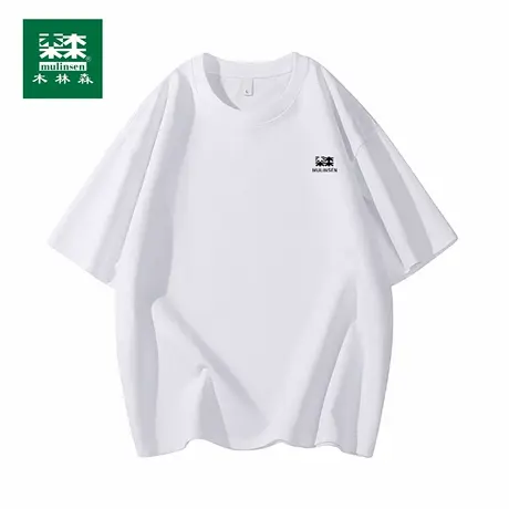 木林森重磅纯棉短袖t恤男夏季新款宽松休闲圆领半袖体恤运动上衣图片