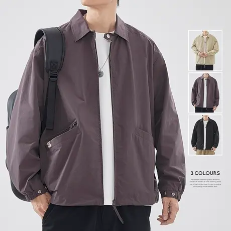 hansca薄款宽松外套男2025春秋痞帅防风山系户外翻领休闲教练夹克商品大图