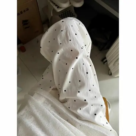 设计感小众休闲阔腿裤女春季韩版宽松高腰慵懒风波点运动拖地长裤图片