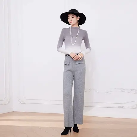 希区瑞普高腰西装直筒裤女秋冬装新款垂感镰刀裤阔腿裤子商品大图