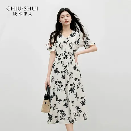 秋水伊人气质通勤裙子2025年夏季新款女时尚百搭泡泡袖设计连衣裙商品大图