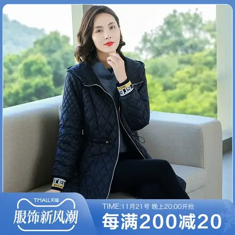 简涵大码女装2021年冬装黑色显瘦棉服时尚棉袄中长款加厚棉衣外套图片