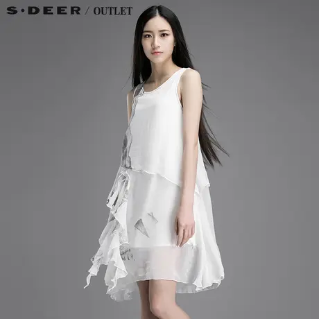 【清仓】sdeer圣迪奥优雅雪纺堆叠设计连衣裙S15181294图片