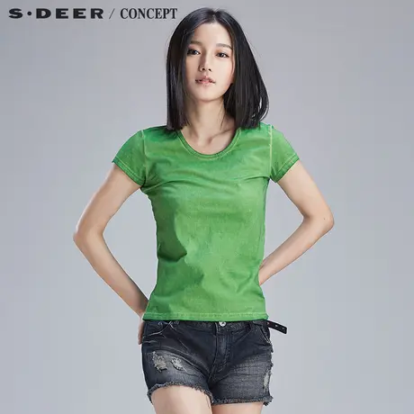 sdeer圣迪奥清新色调简约短袖T恤S16280185图片