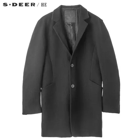 sdeerhe圣迪奥男酷感纯黑个性创意剪裁后衩设计男式大衣H18771727图片