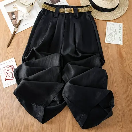 2025夏季新款高腰阔腿裤女宽松显瘦时尚百搭直筒长裤垂顺休闲裤子商品大图