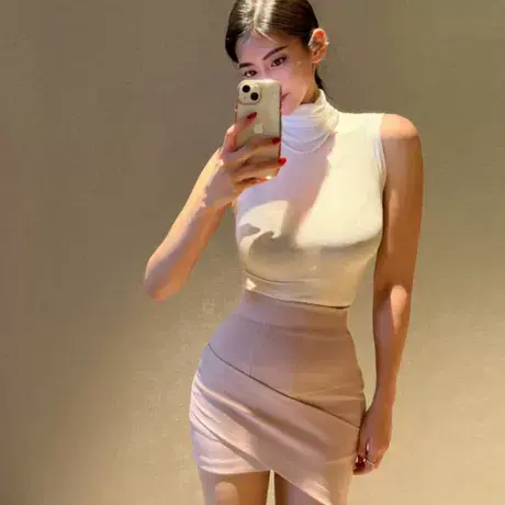 现货 韩国东大门新款性感女人味高腰气质显瘦交叉包臀短裙半身裙图片