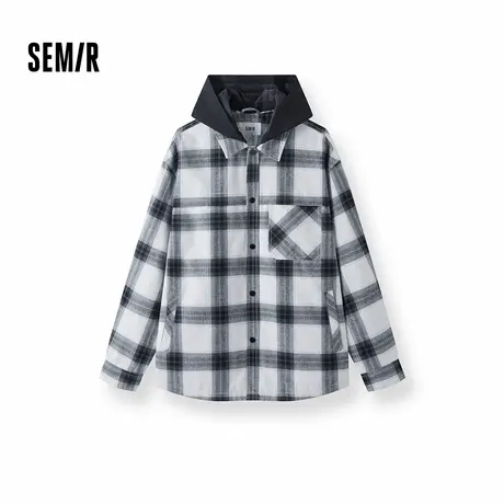 [商场同款]森马夹克男可拆卸连帽外套格纹上衣2025秋新款休闲百搭商品大图