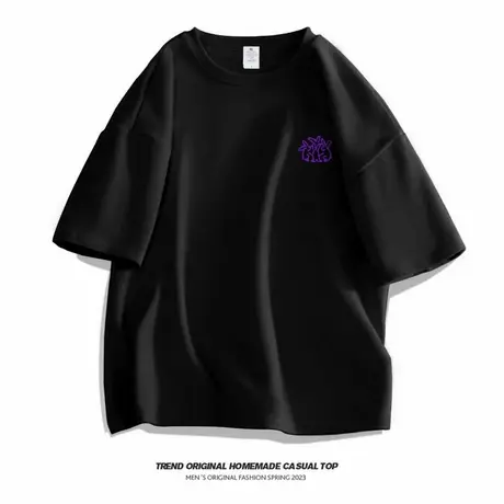 soinku原创国潮简约百搭短袖t恤男女情侣装夏季宽松潮牌半袖衣服图片