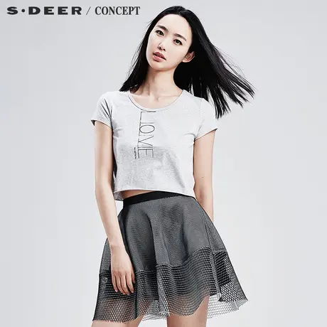 【新品】sdeer圣迪奥专柜正品街头印花毛边短袖T恤S16280196图片
