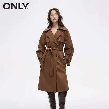 ONLY奥莱2024新款时尚百搭宽松翻领中长款风衣外套女商品大图