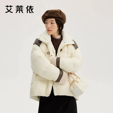 艾莱依拼接短款羽绒服新款上衣保暖时尚轻运动设计感青春减龄外套商品大图