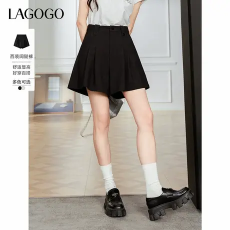 LAGOGO利落干练休闲短裤女拉谷谷2025年夏季新款通勤阔腿西装裤图片
